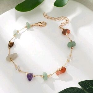Elegant ‎ Minimalist Multi-Stone Gold Bracelet For Woman